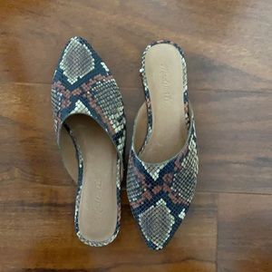 Madewell snake print mules 6.5